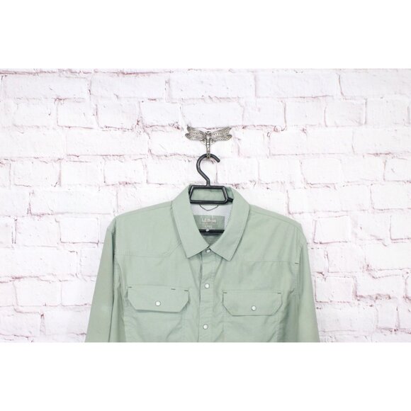 LL Bean West Branch Fishing Shirt Long Sleeve Faded Sage Size L - Picture 2 of 9